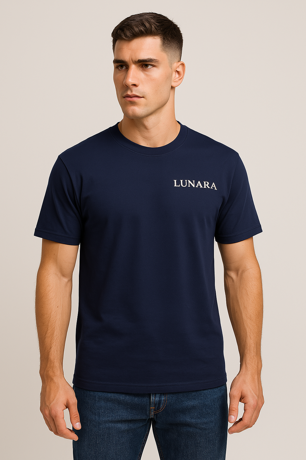 LUNARA – Fire in the Silence Tee (Navy Edition)